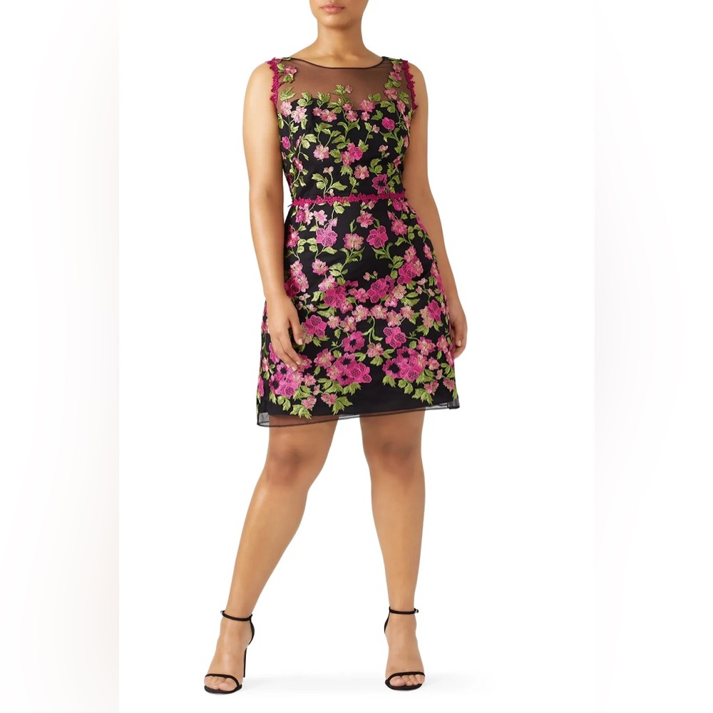 Marchesa Notte Pink Floral Embroidered Dress Women's Size 20